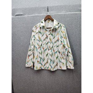 Button-Up Long Sleeve Shirt With Colorful Leaf Print Design